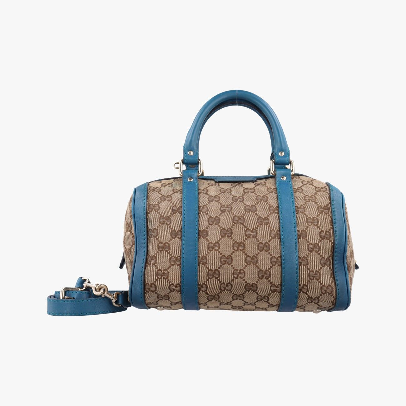 グッチGucciシェリーライン カーキ×ブルー ファブリック×レザー