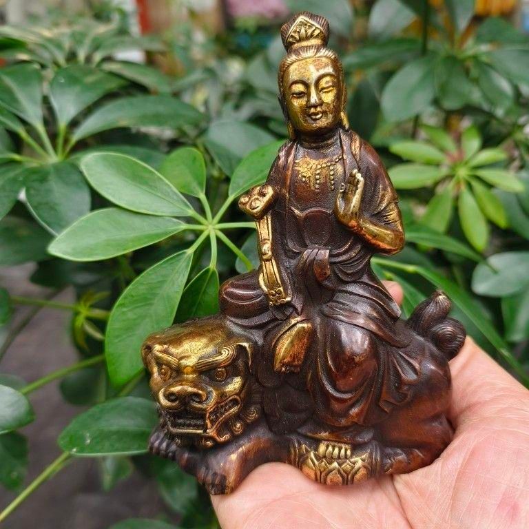 銅製 文殊菩薩仏  装飾品   工芸品 美術品 置物 銅製 文殊菩薩仏 装飾品 工芸品 美術品 置物 - メルカリ