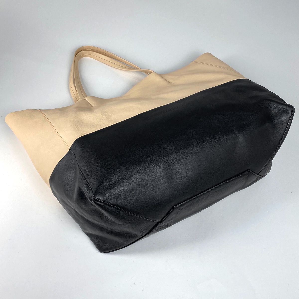 CELINE バーティカル カバ ハンド トートバッグ レザー ライトブラウン セリーヌ CELINE バーティカル カバ トートバッグ バイカラー