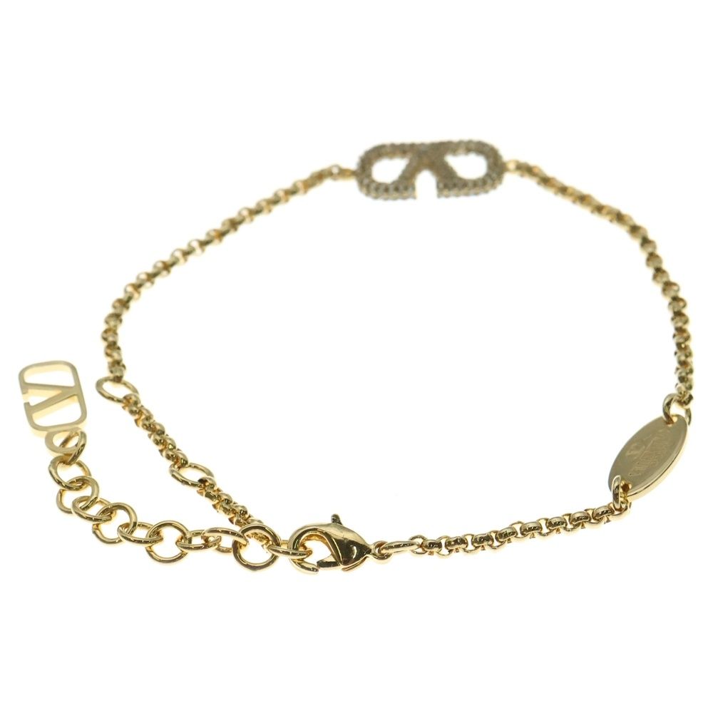 VALENTINO GARAVANI ヴァレンチノガラヴァーニ ×SWAROVSKI Vロゴ シグネチャー メタル クリスタル ブレスレット ゴールド