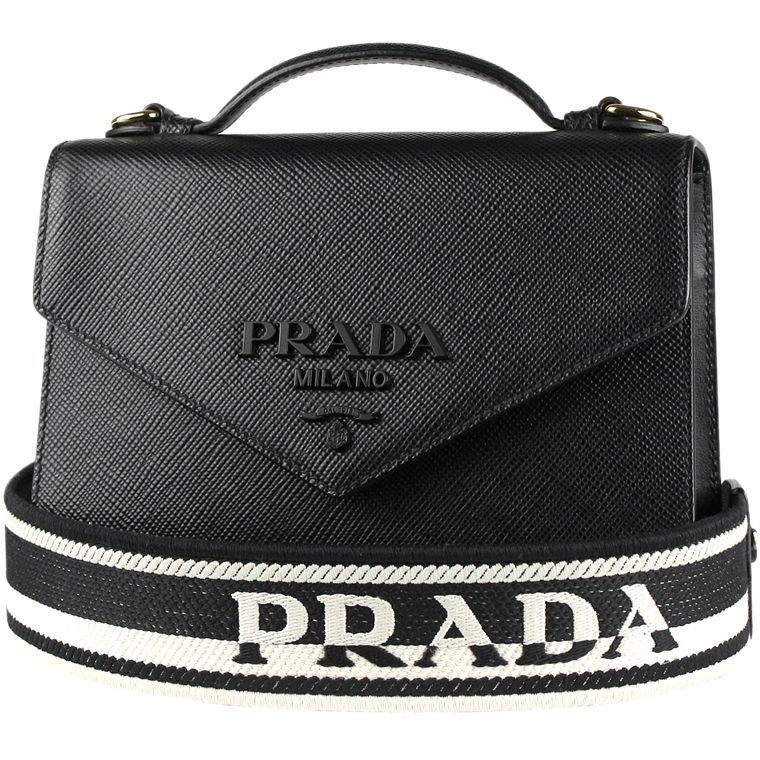 PRADA/プラダ モノクローム 2WAYハンドバッグ SAFFIANO CUIR