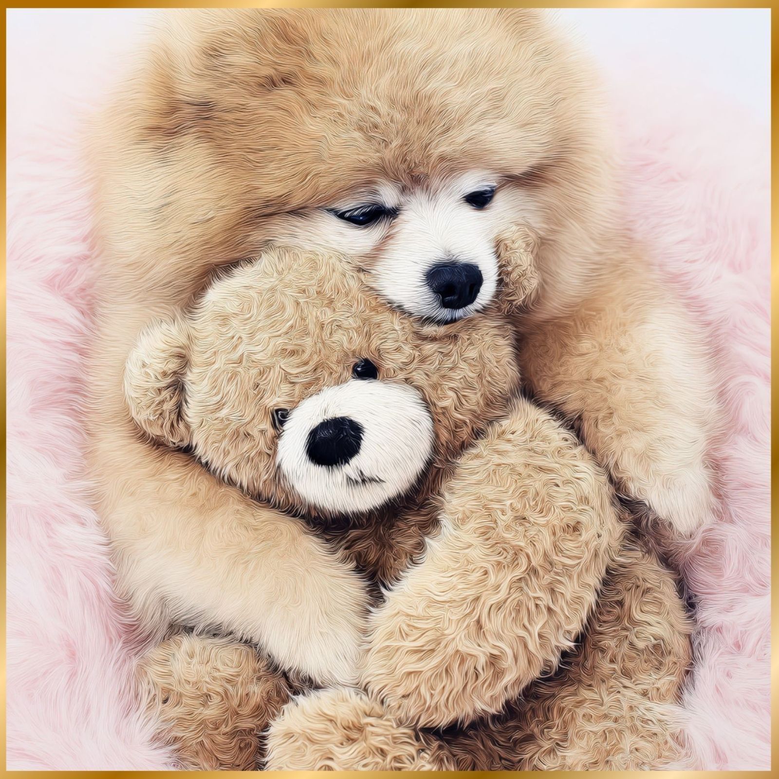 くまのぬいぐるみ - ポメラニアン犬 テディーベア teddy bear かわいい 癒し系 インテリアアート ペットロス うちの子 記念日 アートポスター 犬の絵 犬のイラスト ギフト プレゼント
