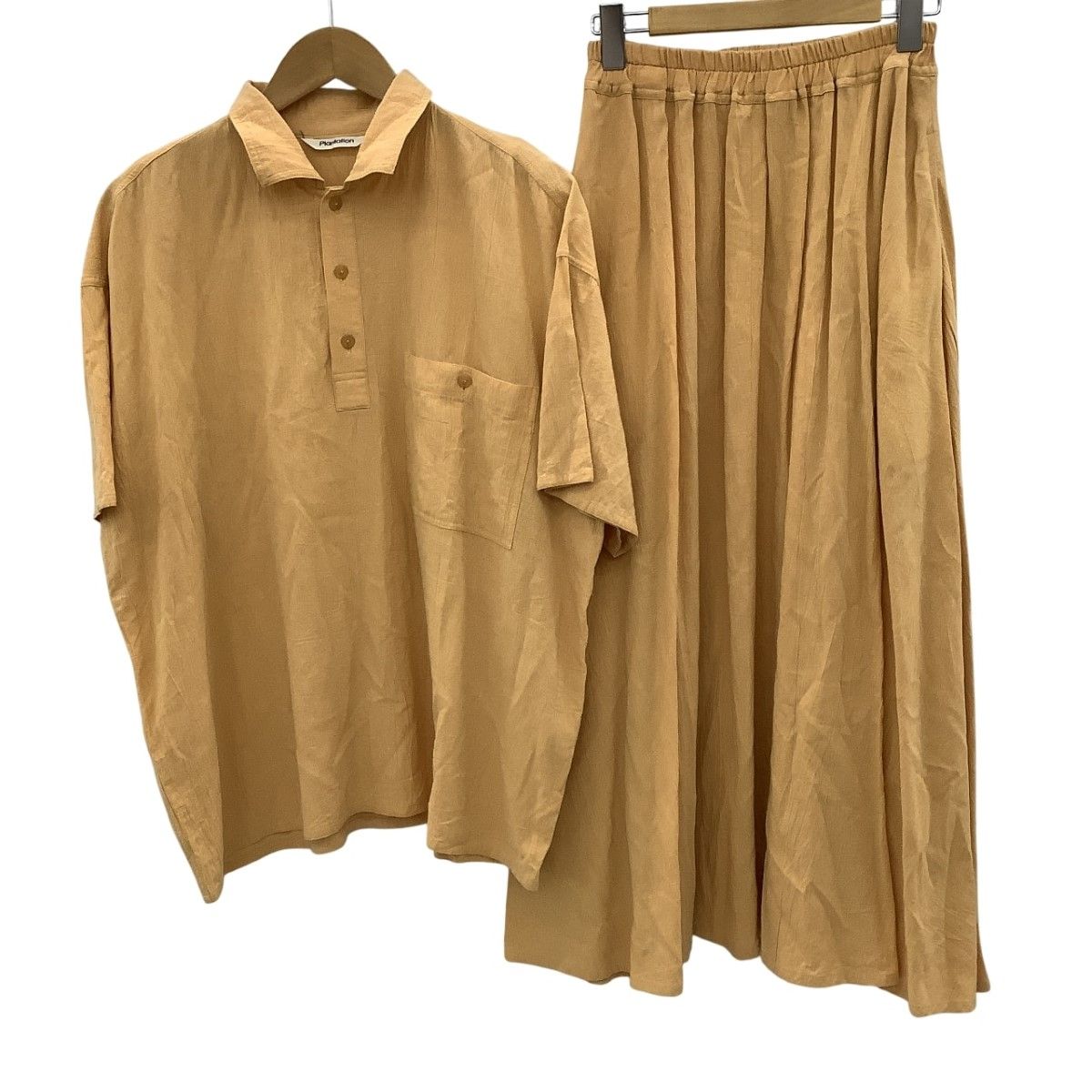 plantation プランテーション ISSEY MIYAKE イッセイミヤケ レディース セットアップ カットソー スカート SIZE M オレンジ