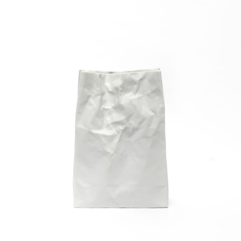 ダークグレー 陶器製 結び目のモダンな幾何学模様の花器花瓶 約30cm