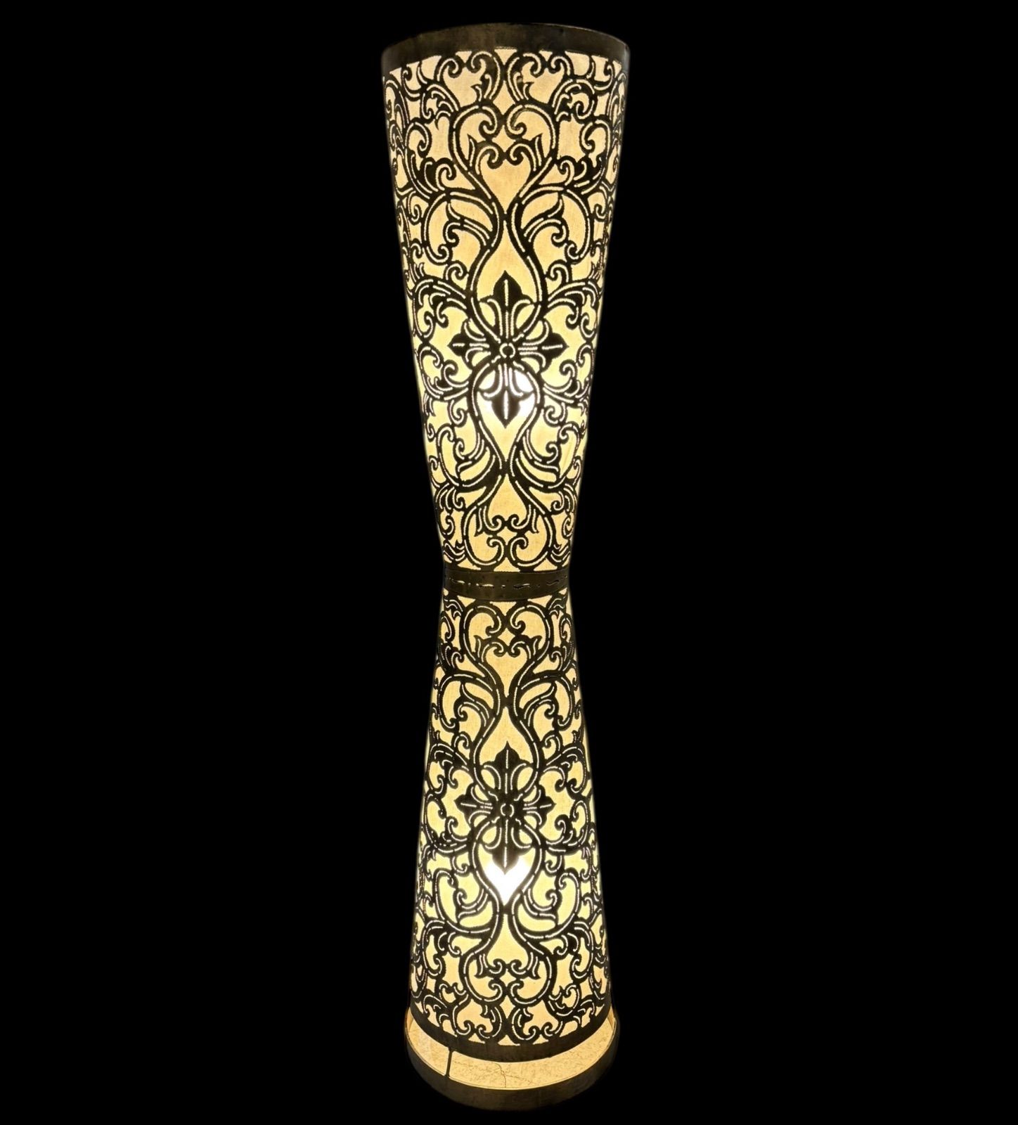 アイアン モロッコ 2灯式 フロアライト 丸柱 おしゃれ インテリア照明 ハンドメイド 自然素材 布張り ライト 照明 モダン インテリア