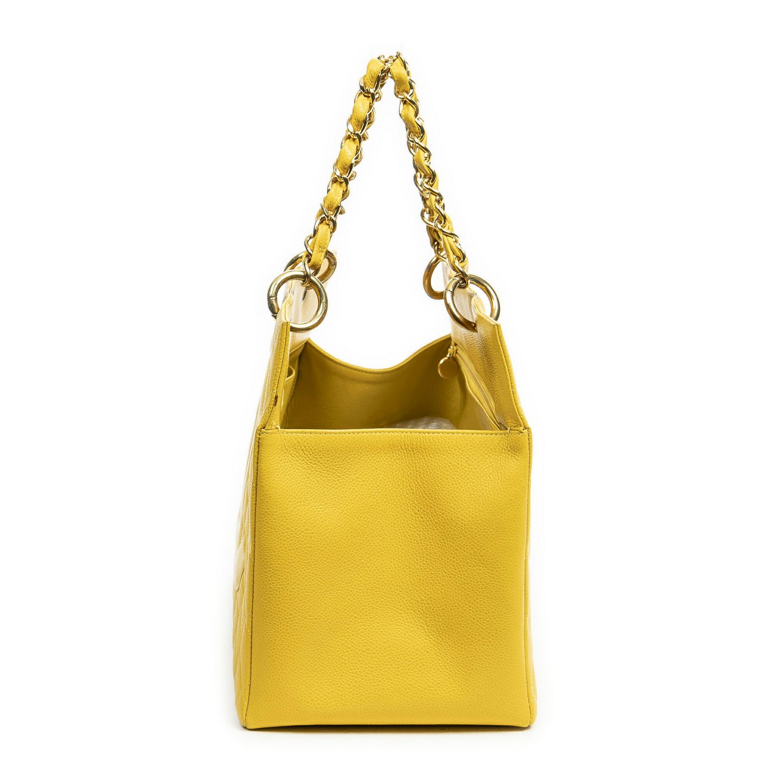 CHANEL シャネルGSTトートバッグ黄色マトラッセキャビアレザーA