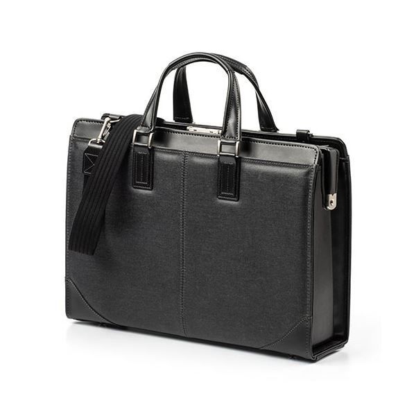 サンワダイレクト ダレスバッグビジネスバッグ 日本製 2WAY デニム使用 13.3型対応 鍵付 ブラック 200-BAG145BK1個