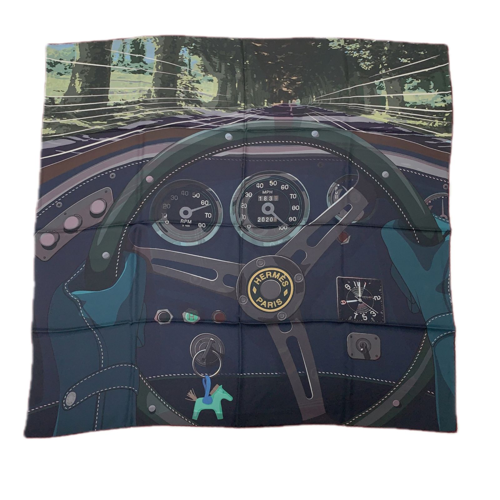 極美品 HERMES エルメス カレ90 double face formula one ダブル