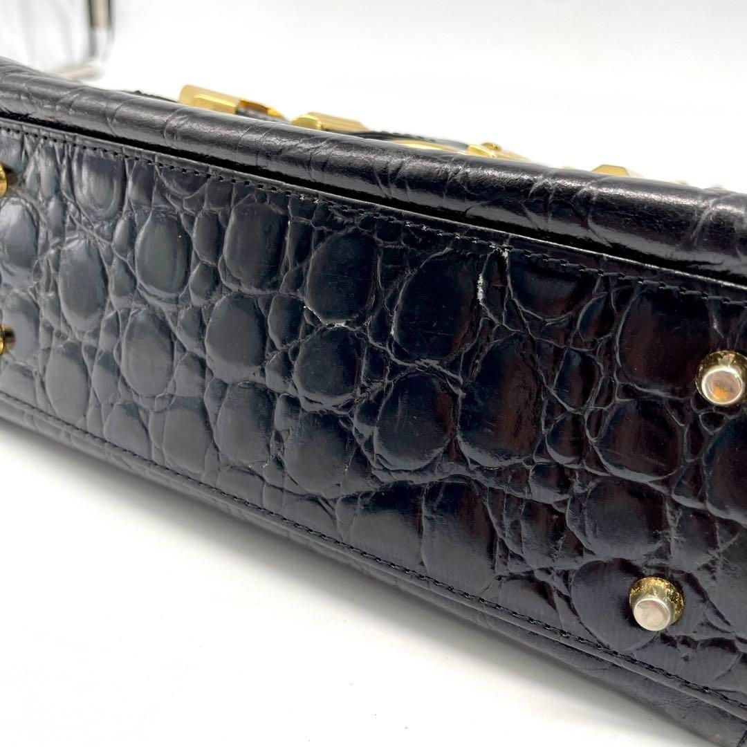 GIANNI VERSACE ジャンニヴェルサーチ ハンドバッグ クロコ型押し 