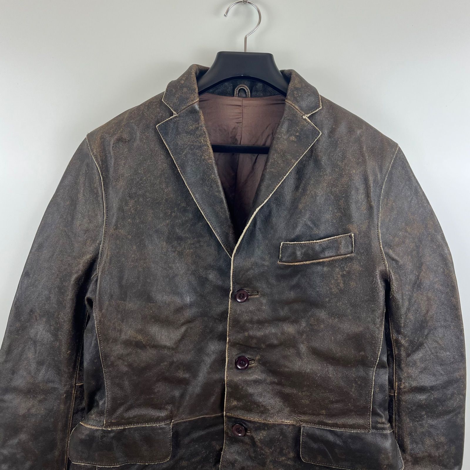 TETE HOMME 00s archive y2k grunge leather 3B jacket L テットオム