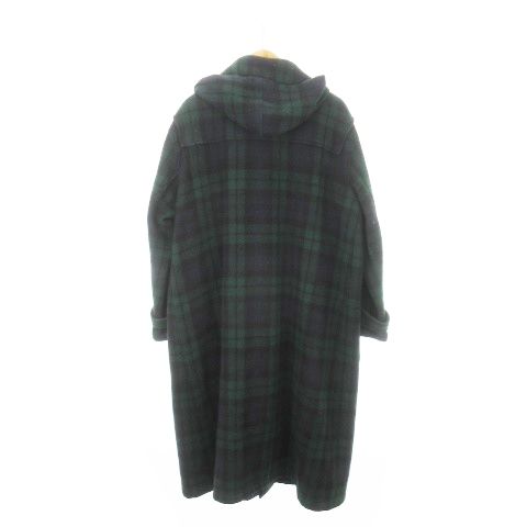 ポロ バイ ラルフローレン Polo by Ralph Lauren 90s ヴィンテージ ダッフルコート ロング ウール ブラックウォッチ チェック 総柄 L 紺 ネイビー AH16 GY11