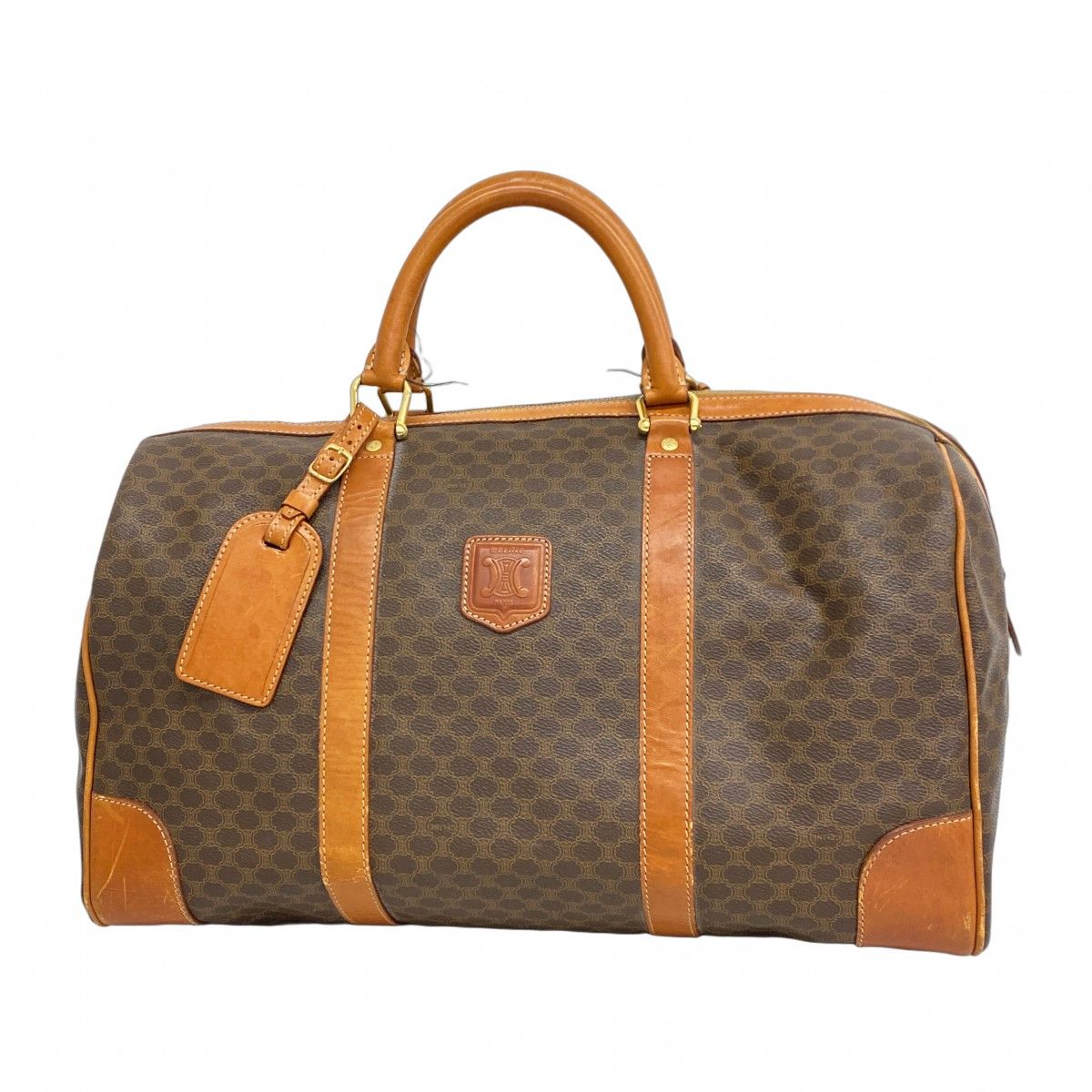 5gc2875-h】セリーヌ ボストンバッグ マカダム PVC ブラウン ゴールド  