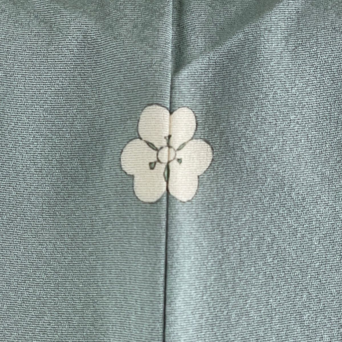 色留袖 逸品 落款あり 上野為二 三つ紋 水辺の風景 人物 ぼかし 灰緑
