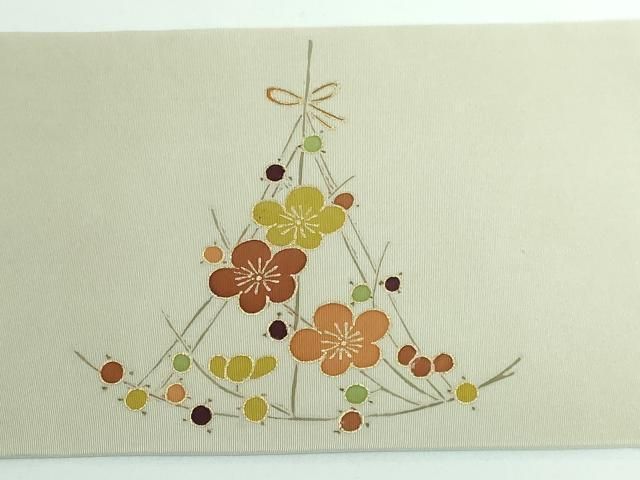 平和屋本店□極上 銀座 志ま亀 塩瀬 九寸名古屋帯 梅菊 網干 油色地