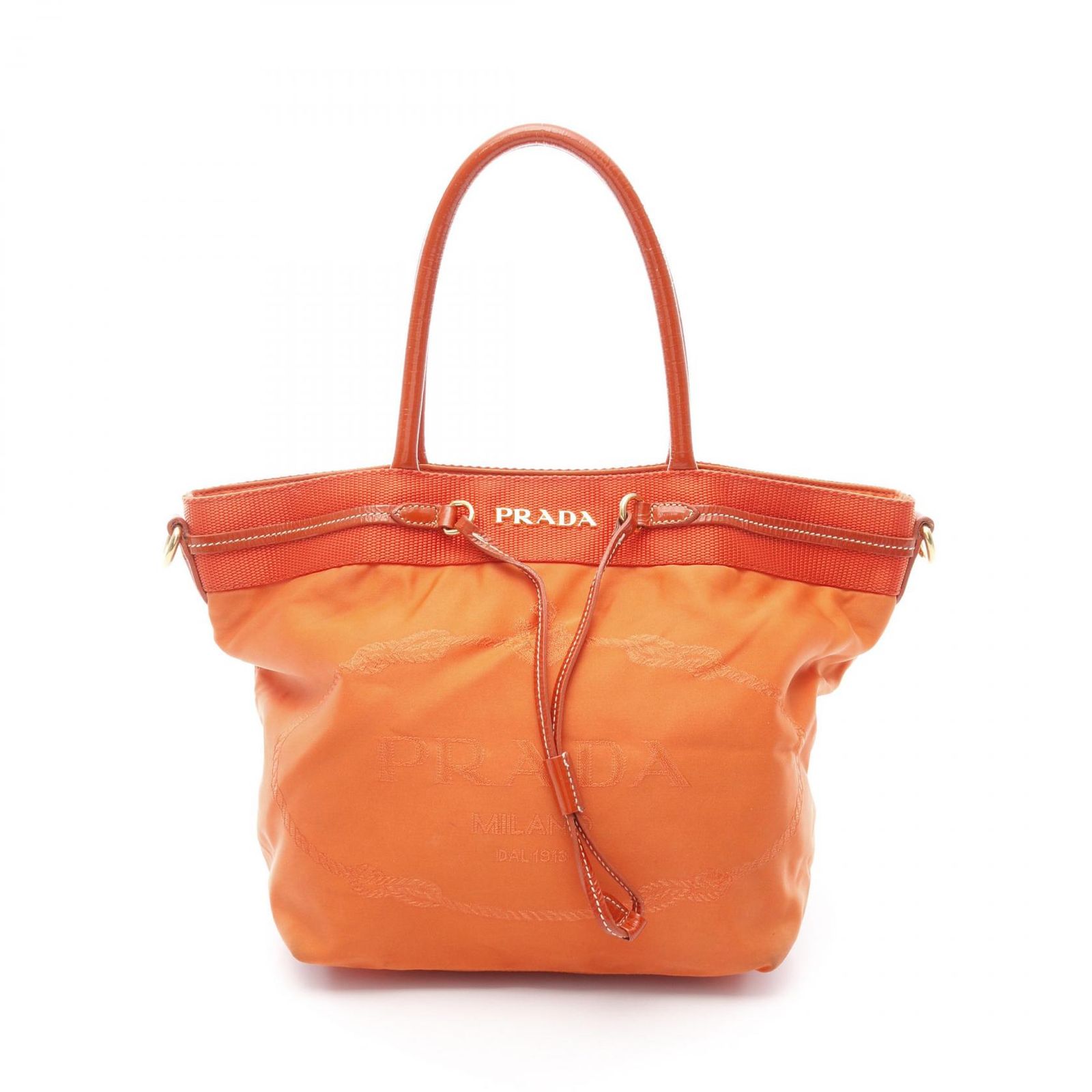 プラダ PRADA ハンドバッグ NYLON JACQUARD BN1756 オレンジ ナイロン 