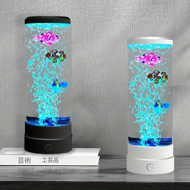 水槽 ミニ水槽 アクアリウム バブルフィッシュランプ ムードランプ リモコン付き テーブルライト ナイトライト 魚 LED USB 7色変化 癒し  リラックス おしゃれ 可愛い リビング ダイニング 寝室 子供部屋 書斎 卓上 デスク テーブル 棚 プレゼント - メルカリ