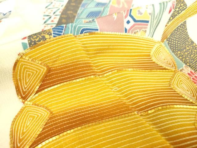 平和屋着物▽豪華振袖　単衣　駒刺繍　束ね熨斗鳳凰花文　金彩　正絹　逸品　DAAS0733az 平和屋着物▽豪華振袖 単衣 駒刺繍 束ね熨斗鳳凰花文 金彩 正絹 逸品