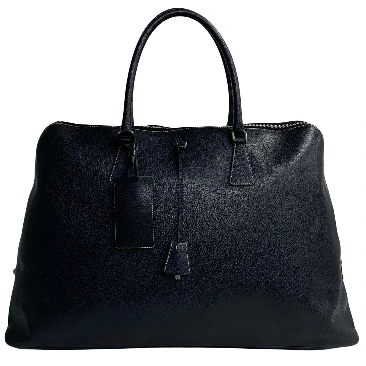 美品 プラダ 三角ロゴ 大容量 2way ビジネスバッグ ボストンバッグ 極 美品 袋付き PRADA プラダ 三角ロゴ レザー 本革