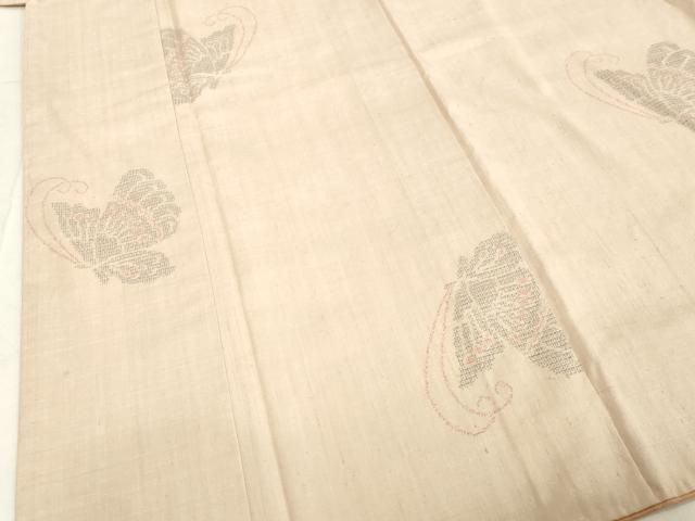 平和屋着物○本場結城紬 重要無形文化財 100亀甲 飛び亀甲柄 舞蝶文 灰  