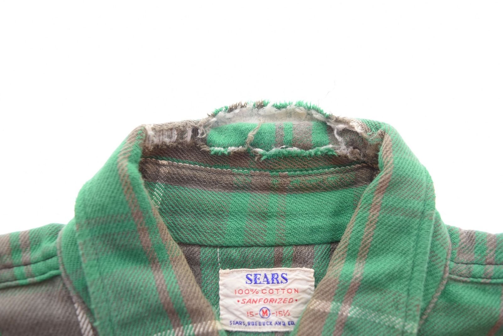 シアーズ Sears ROEBUCK 50s ネルシャツ マチ付き 皿ボタン 50's