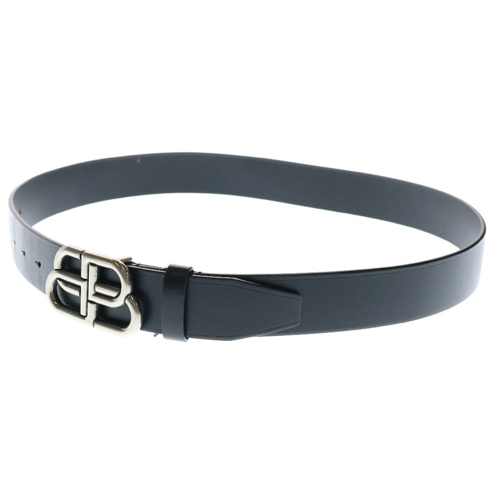 【美品】バレンシアガ ベルト BB レザー ブラック 金具 570370 BALENCIAGA バレンシアガ ベルト BB LARGE BELT 35 ラージ