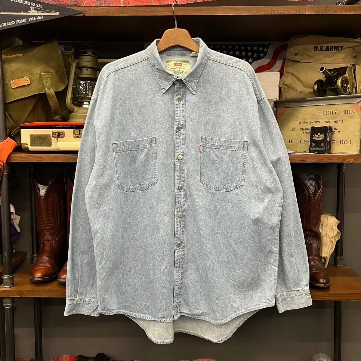 90s LEVIS LEVI'S(リーバイス) リベット ボタン トゥ ポケット デニム シャツ ヴィンテージ オールド