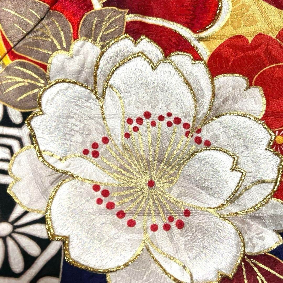 刺繍　金彩　熨斗　桜花模様　振袖　成人式 晴れの日 着物 032a p 刺繍 金彩 熨斗 桜花模様 振袖 成人式 晴れの日 着物 032a p