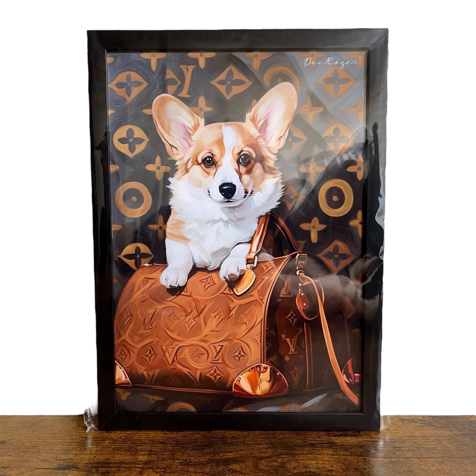 Louis Vuitton Dog Art 額付き ドッグ アートポスター 犬 モノグラム  ファンデーション替えたんだけどわかる～？って彼女に言われたんだけどわかるはずないんだワン - オンライン ストア