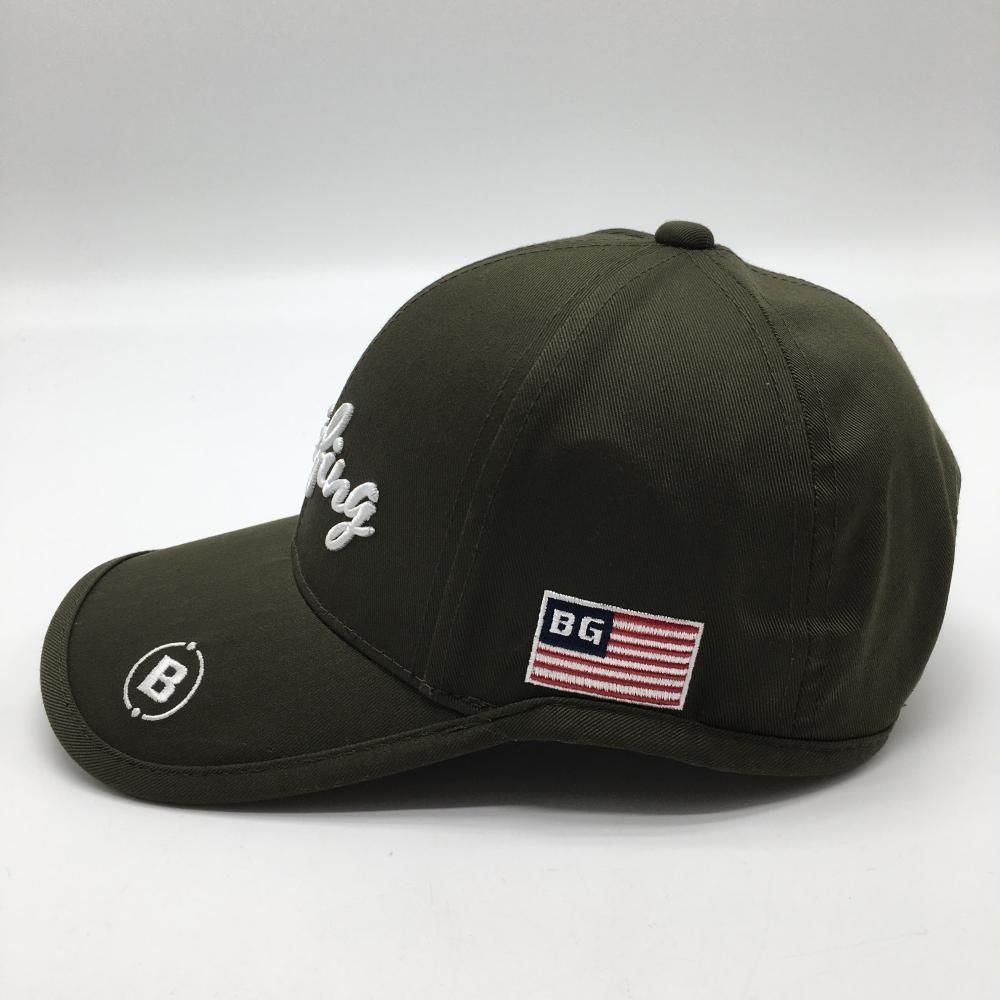 BRIEFING - 【超美品】ブリーフィング キャップ カーキ×白 ロゴ刺しゅう FREE  ゴルフウェア BRIEFING 超美品】ブリーフィング キャップ カーキ×白 ロゴ刺しゅう FREE