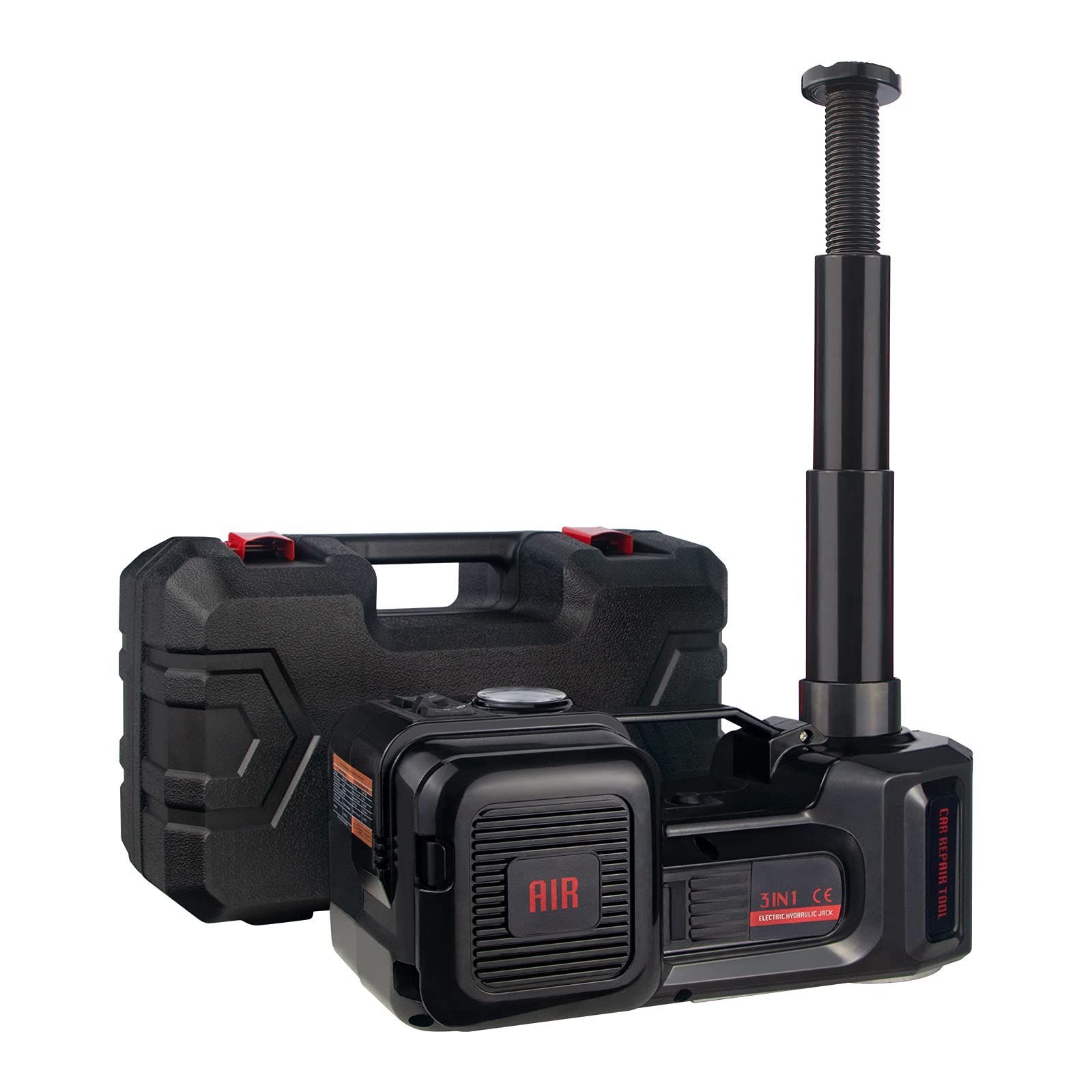 電動ジャッキ 5t 車用ジャッキタイヤ交換用 セダンとSUVに適合自動車ジャッキ 耐荷重 5トン 車フロアジャッキ 12v DC油圧式 LEDライト 収納ケース付き タイヤ交換するツール