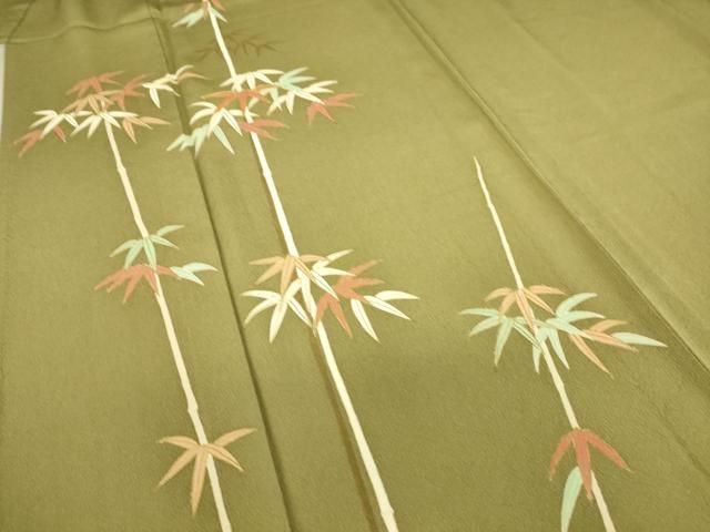 平和屋着物▽訪問着　単衣　駒刺繍　笹竹文　金彩　正絹　逸品　DAAS0440az 平和屋着物▽訪問着 単衣 駒刺繍 笹竹文 金彩 正絹 逸品 DAAS0440az