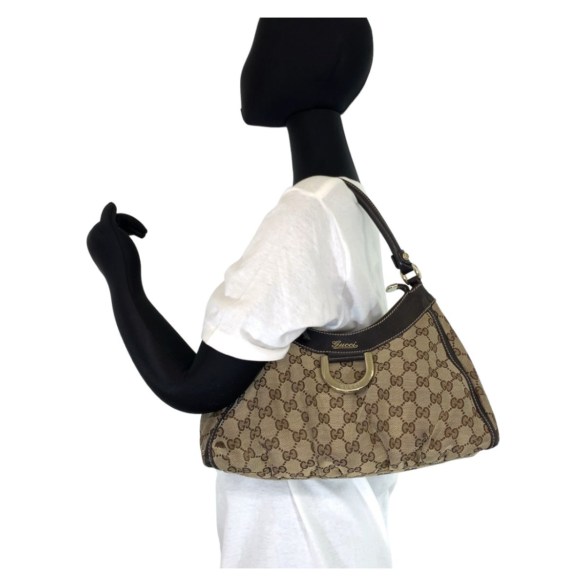 GUCCI グッチ アビー ベージュ ブラウン 茶 ゴールド金具 GGキャンバス 