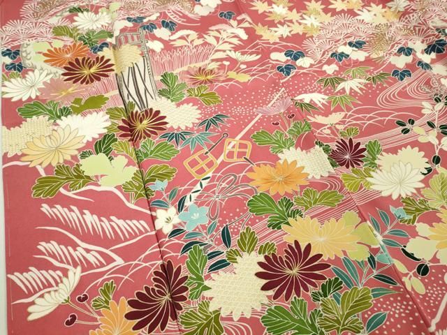 平和屋本店□極上 訪問着 駒刺繍 蛍暈し 雪輪草花文 金彩