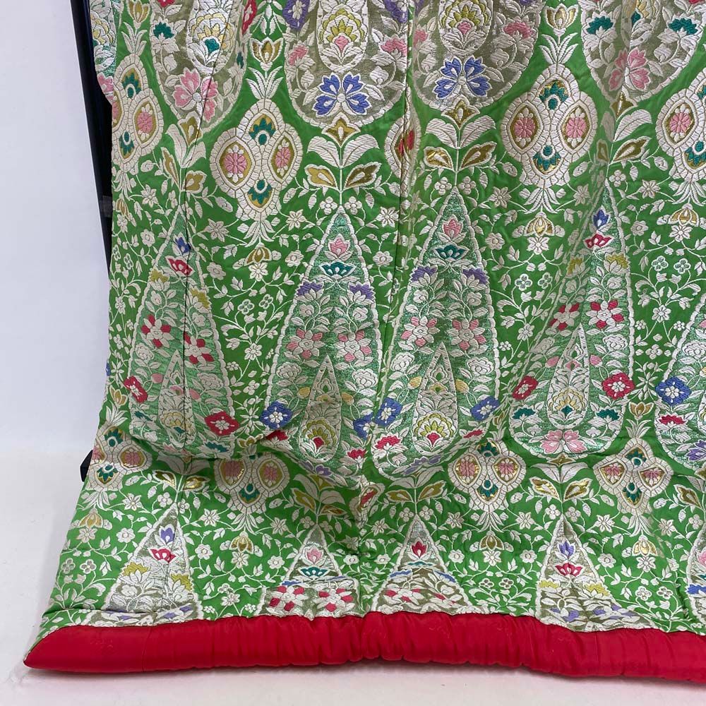 色打掛 正絹 鶴 刺繍 緑 打掛 Lサイズ 裄68 花嫁衣裳 婚礼 色打掛 正絹 鶴 刺繍 緑 打掛 Lサイズ 裄68 花嫁衣裳 婚礼