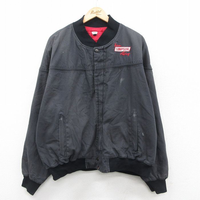 XL 古着 長袖 ダービー ジャケット メンズ 80s シンプソン レーシング 大きいサイズ タロン 黒 ブラック spe 25oct21 アウター ジャン