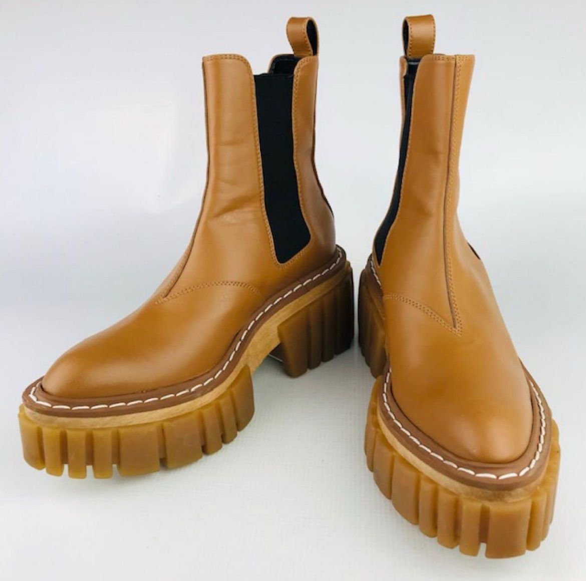 2 STELLA McCARTNEY ステラマッカートニー エミリー レディース レザー サイドゴア オーバーサイズ プラットフォームソール ショートブーツ 36.5 イタリア製 レディースブーツ ブーツ 秋冬物 カジュアル 靴