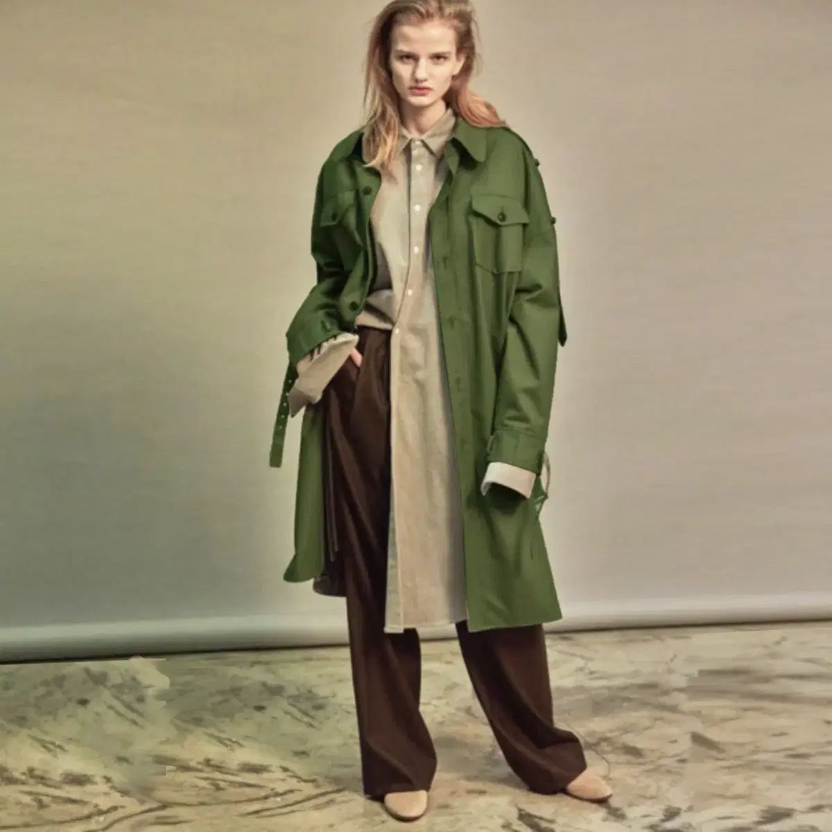 ノアン NOHANT オーバーサイズ シャツ トレンチコート 95-100