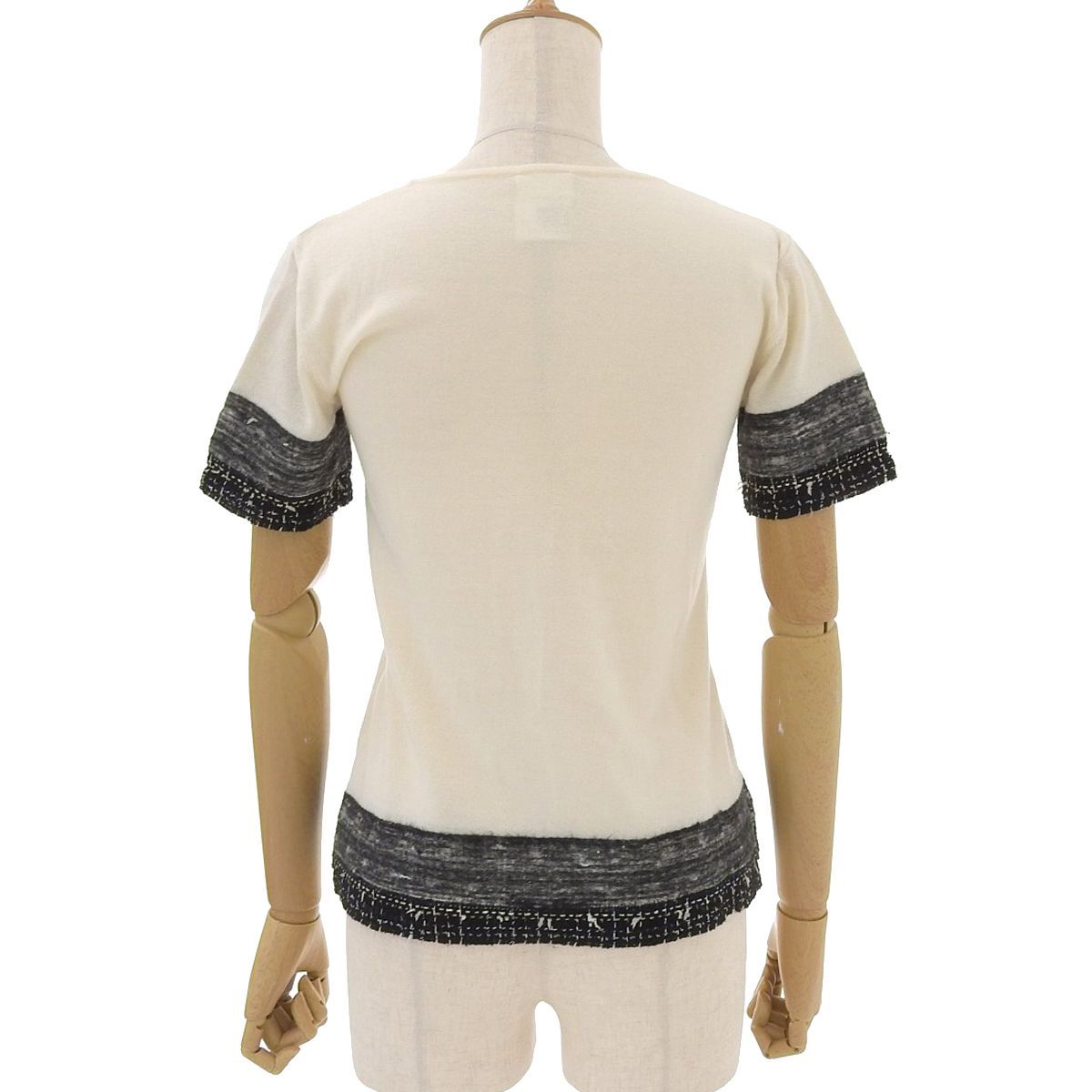 8778) 【シャネル】 シャネル CHANEL 半袖ニット カシミア オフ