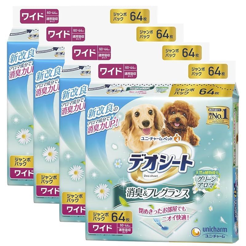 ユニ チャーム お一人様１ 箱売り ユニチャーム デオシート ふんわり香る消臭フレグランスグリーンアロマの香り ワイド ６４枚 １箱４袋入 0