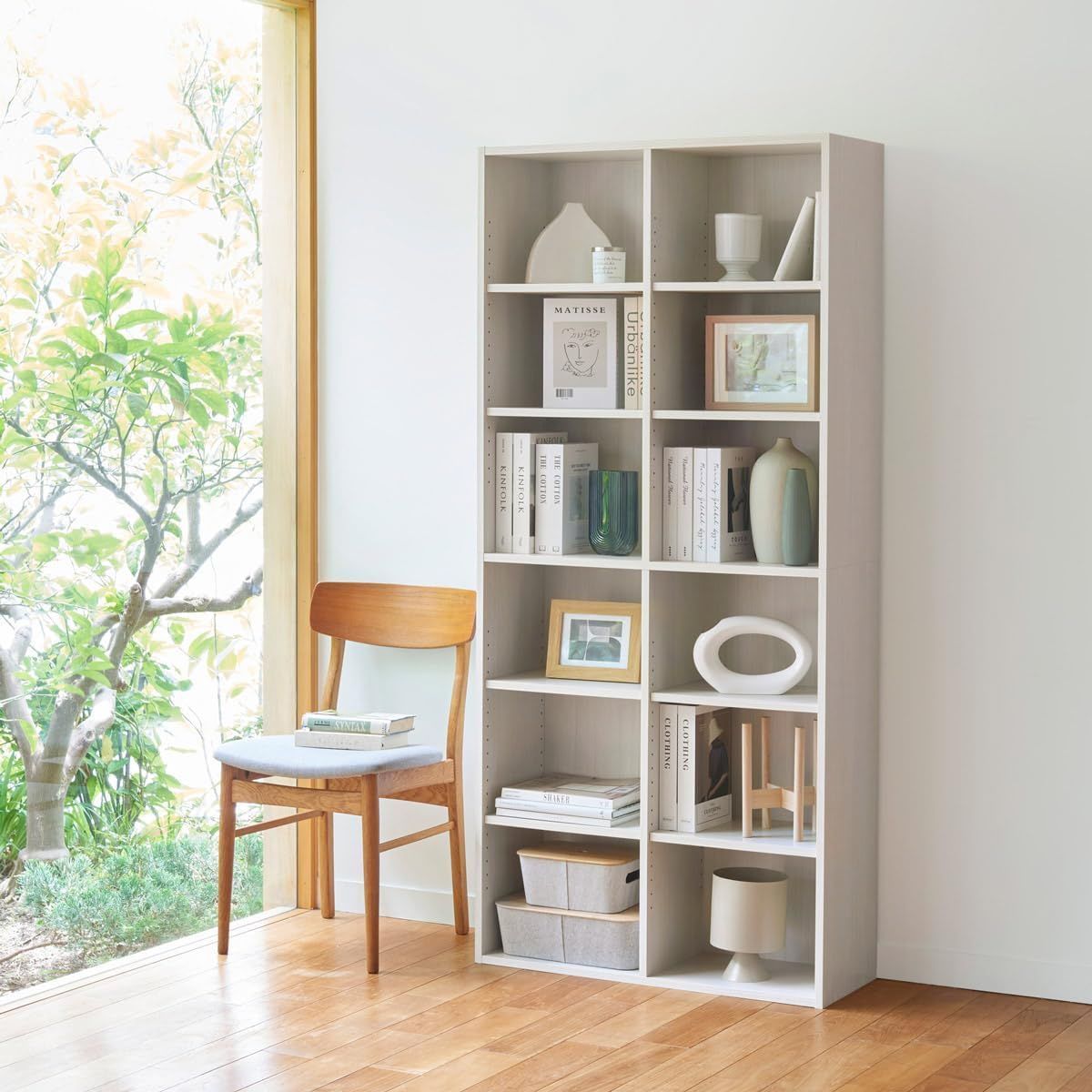 白井産業 フリーラック シェルフ 本棚 整理棚 同シリーズで 自由自在 たっぷり収納 ワイドサイズ ホワイト 白木目 ベーシックデザイン 幅83.5×奥行29.2×高さ179.7cm FUL-1885WH フルニコ