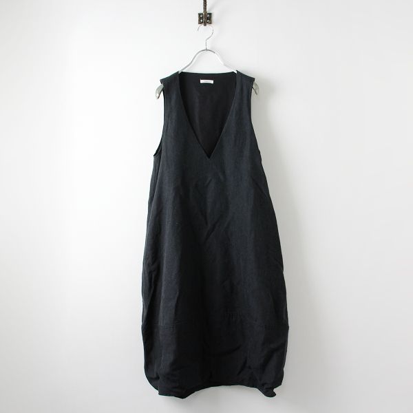 susuri ススリ パストラルワンピース MM/ブラック ウールリネン