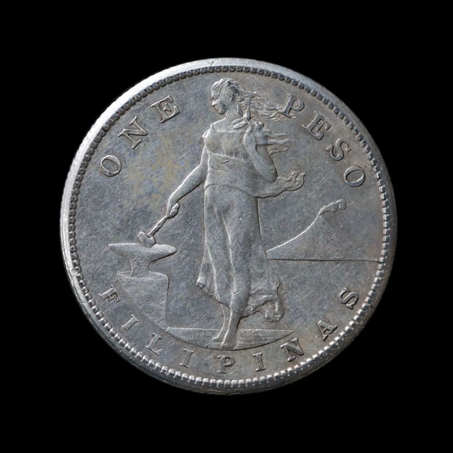 PHILIPPINES US Administration アメリカ統治下フィリピン Peso Small type 1908 銀貨