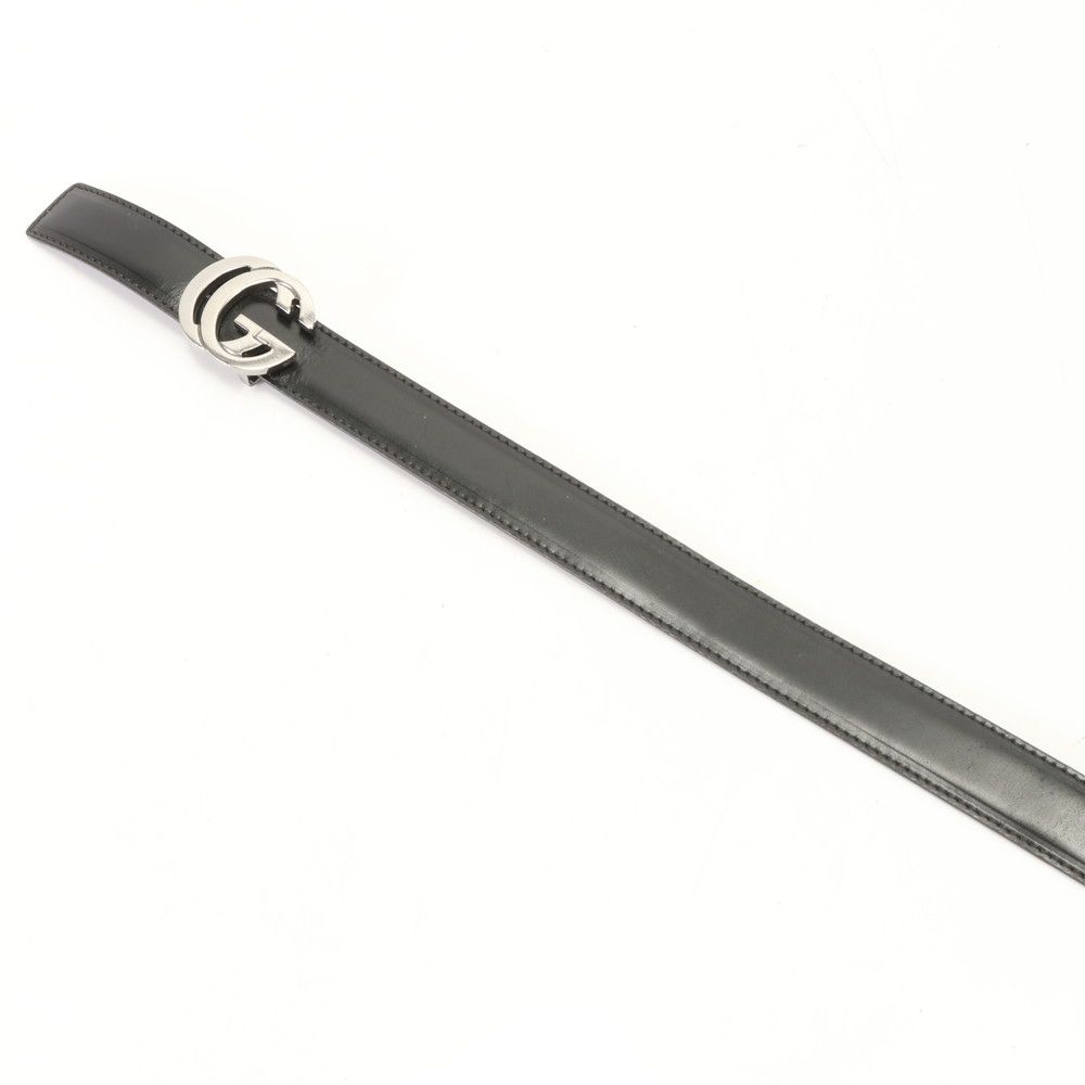 グッチ GG 金具 レザー ベルト 74052 2194 シルバー ブラック 黒