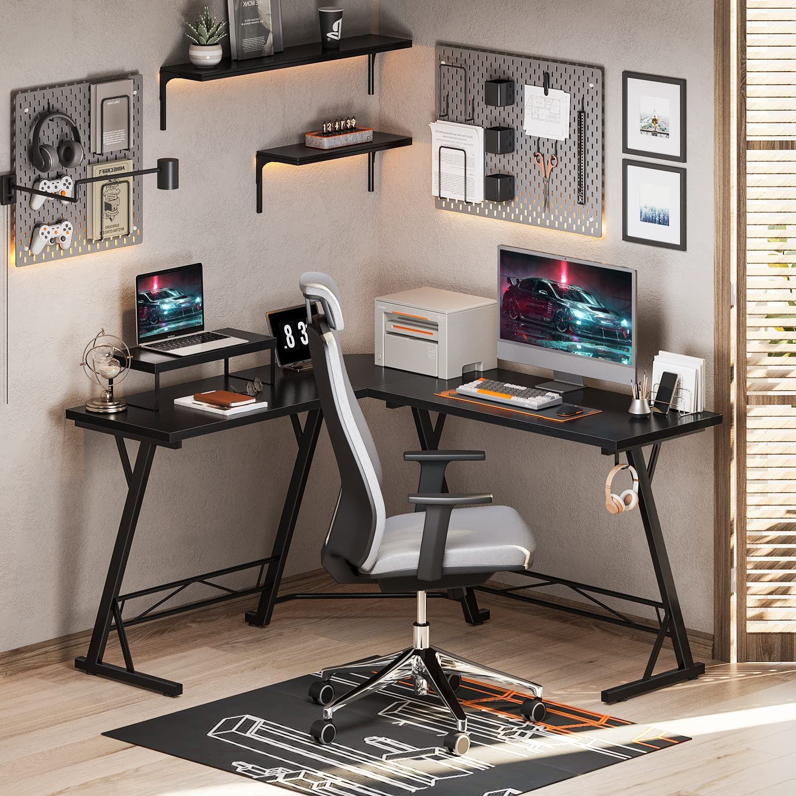 ODK パソコンデスク l字 ゲーミング L字 幅147×奥行120cm pcデスク 机  