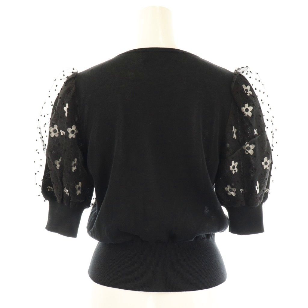 ⭐︎M'S GRACY ⭐︎ブラックリボン　お花カーディガン 38サイズ エムズグレイシー M'S GRACY お花刺繍入りクチュールニット