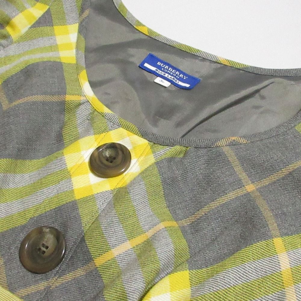 【新品】バーバリー ブルーレーベル パフスリーブ チェック ワンピース 良品 BURBERRY BLUE LABEL バーバリーブルーレーベル タータン