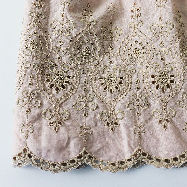 さえら ANLICO アンリコ コットン フラワーレース 切替 刺繍ワンピース