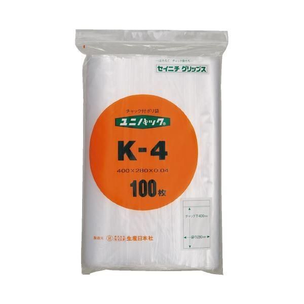 まとめ）生産日本社 ユニパックチャックポリ袋400*280 100枚K-4（×5