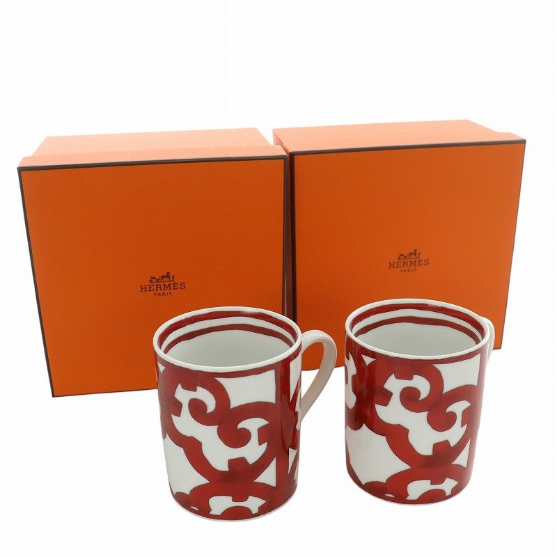 エルメス HERMES Balcon Du Guadalquivir バルコンデュガダルキヴィール マグカップ コップ 食器 総柄 き 赤 レッド 白 ホワイト 011031P |MW GY18