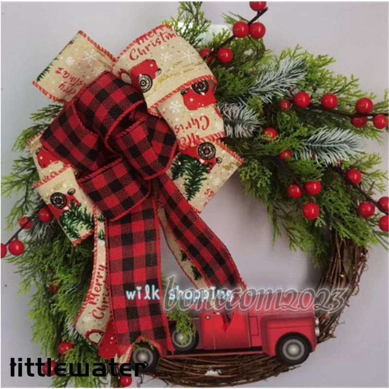 30センチパッチワーク大きいクリスマスリース、長靴、3点セット手作り